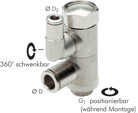 Exemplary representation: Pilot-operated check valve with manual override, nickel-plated brass