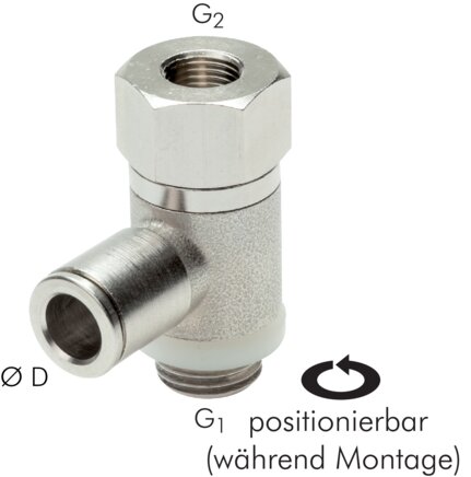 Exemplary representation: Unlockable non-return valve without manual override, nickel-plated brass